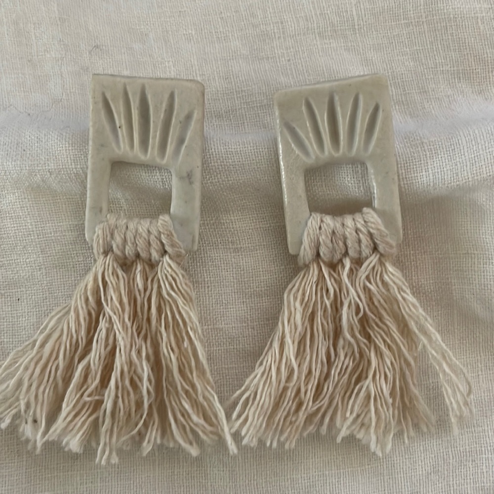 New! Anthropologie ceramic fringe earrings